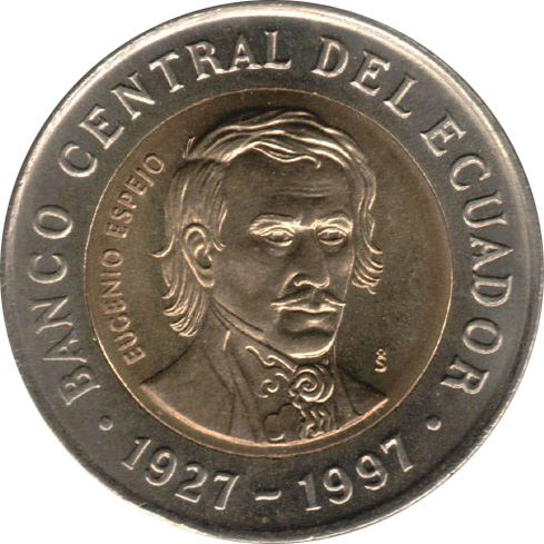 Ecuador 1000 Sucres Coin | Central Bank | Eugenio Espejo | KM103 | 1997