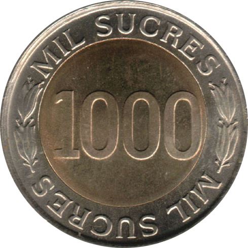 Ecuador 1000 Sucres Coin | Central Bank | Eugenio Espejo | KM103 | 1997