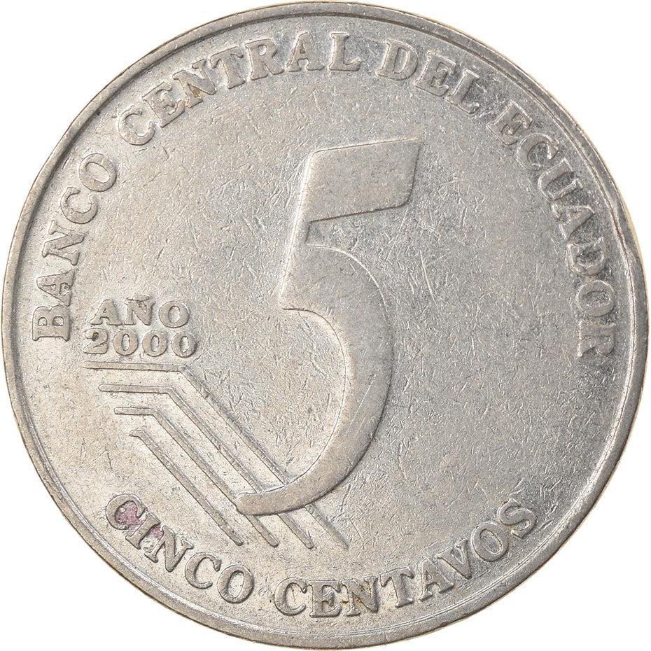 Ecuador 5 Centavos Coin | Juan Montalvo | KM105 | 2000 - 2005