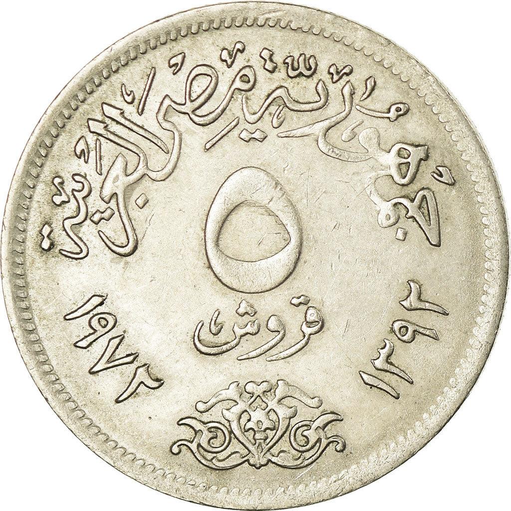 Egypt | 5 Piastres Coin | Hawk of Quraish | Km:A428 | 1972