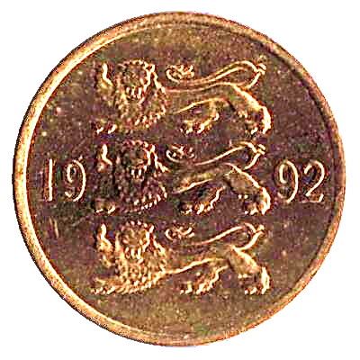 Estonia 5 Senti Coin | Lions | KM21 | 1991 - 1995