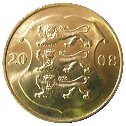 Estonia Coin Estonian 1 Kroon | Independence | Lion | KM44 | 2008