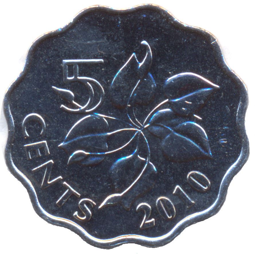 Eswatini | 5 Cents Coin | King Mswati III | Arum Lily | KM48 | 1995 - 2010