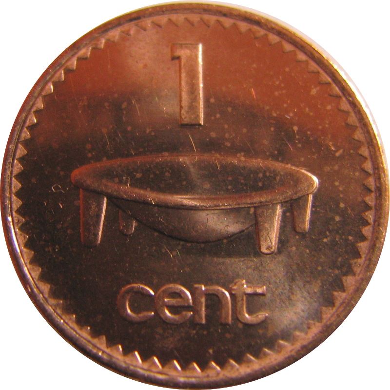 Fiji | 1 Cent Coin | Elizabeth II | Tanoa Kava Bowl | KM49b | 2006