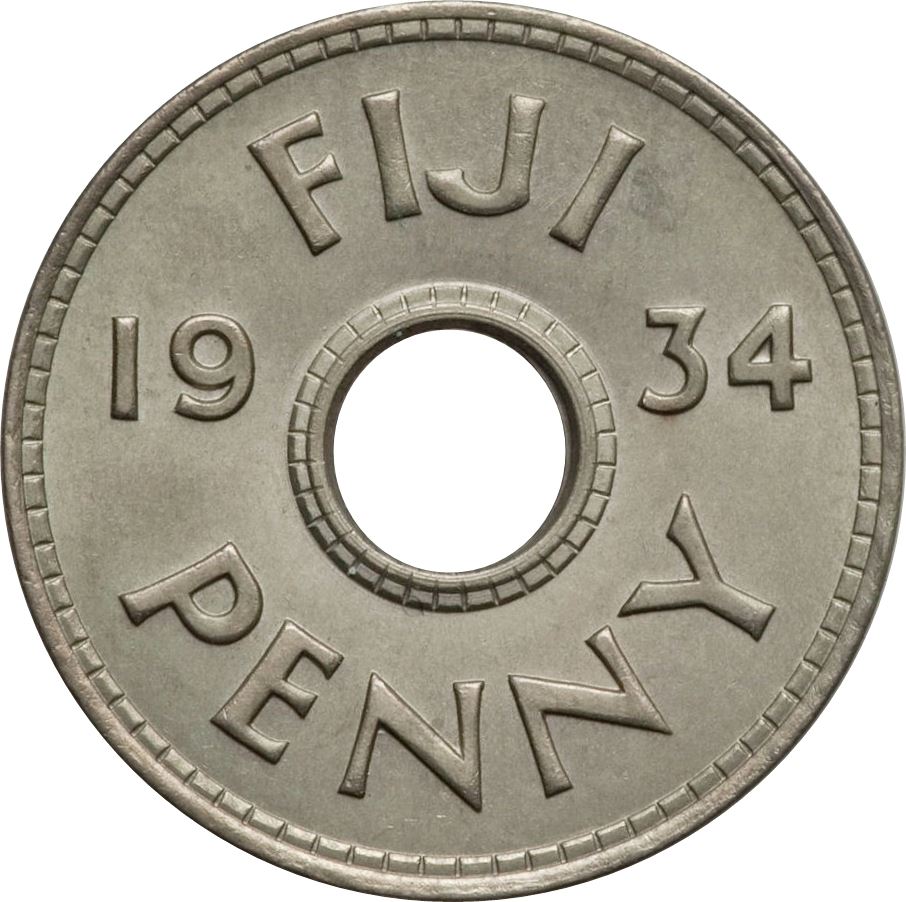 Fiji | 1 Penny Coin | King George V | KM2 | 1934 - 1936