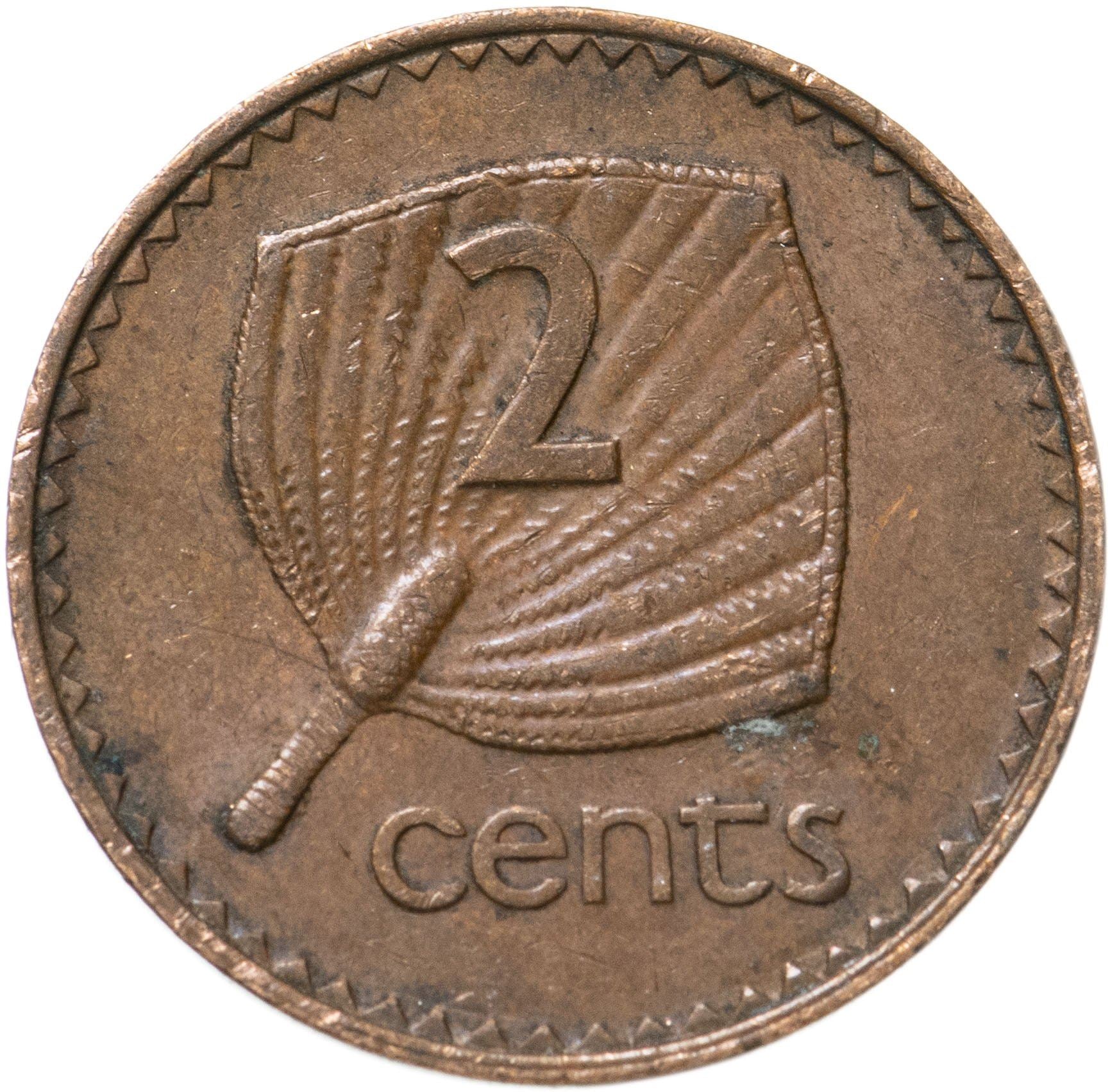 Fiji | 2 Cents Coin | Palm fan | Km:50 | 1986 - 1987