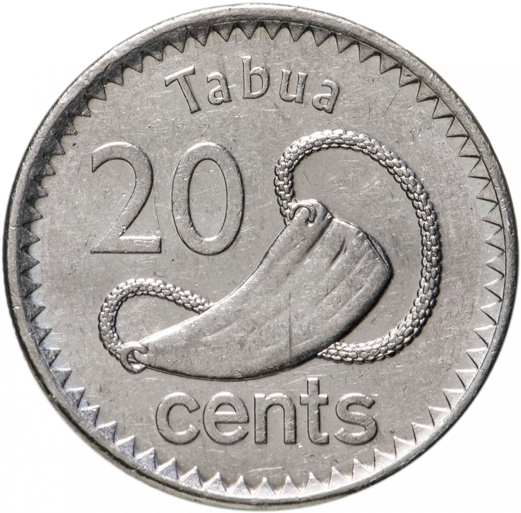 Fiji | 20 Cents Coin | Kaka Parrot | Tabua | Sperm Whale | KM334 | 2012 - 2014