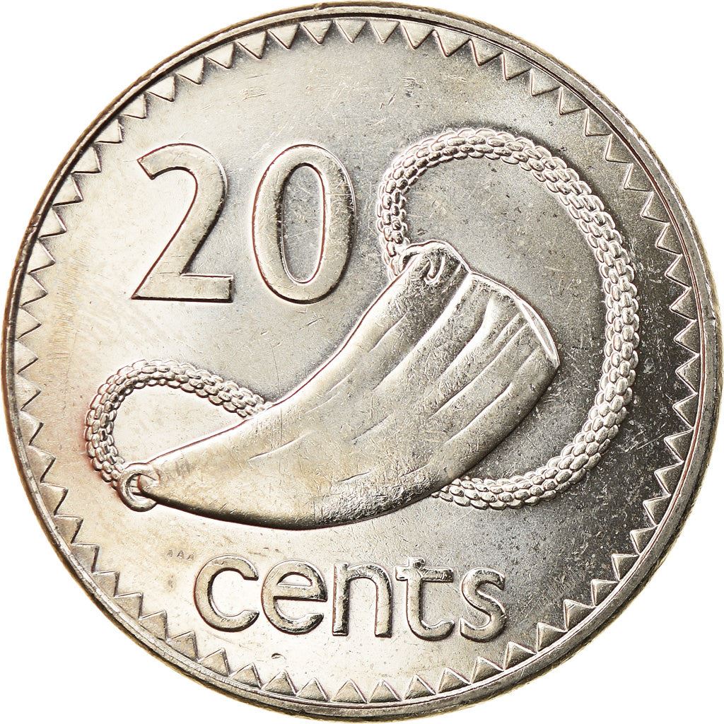 Fiji | 20 Cents Coin | Sperm Whale tooth | Km:53A | 1990 - 2006