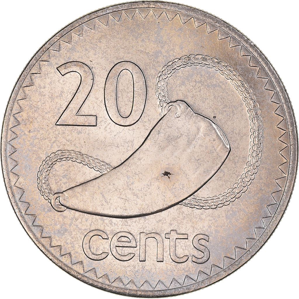 Fiji | 20 Cents Coin | Sperm whale tooth | Km:53 | 1986 - 1987