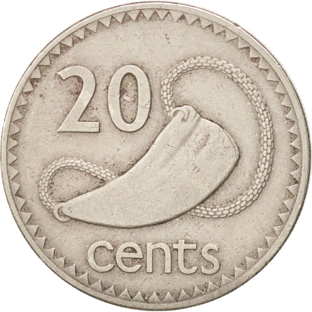 Fiji | 20 Cents Coin | Sperm whale tooth | Km:53 | 1986 - 1987