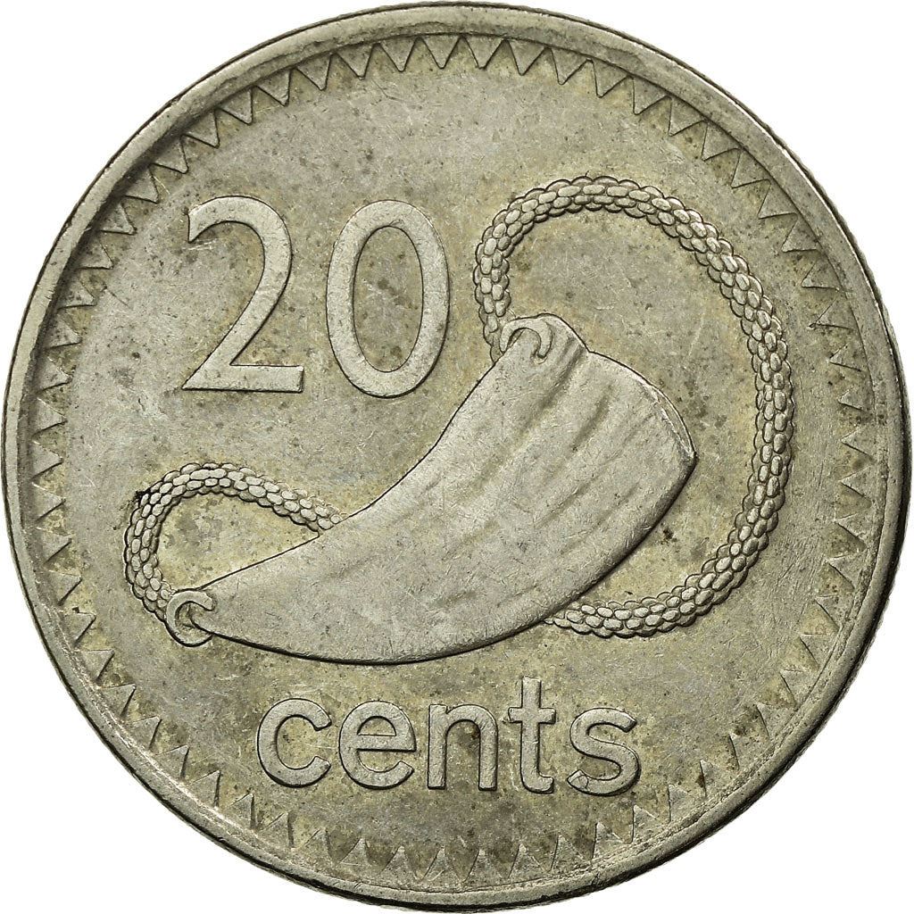 Fiji | 20 Cents Coin | Whale tooth | Km:121 | 2009 - 2010