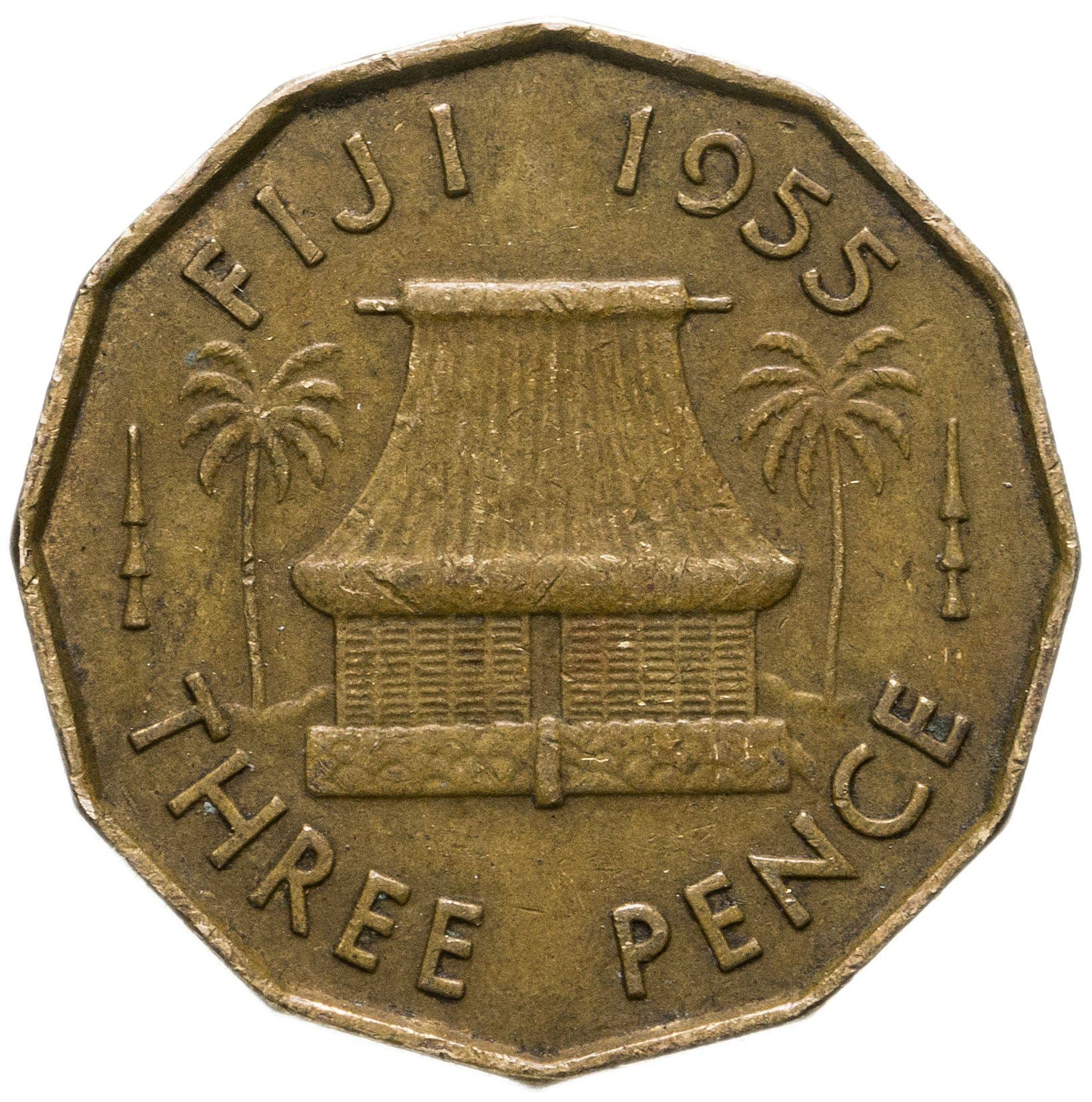 Fiji | 3 Pence Coin | Hut | Km:22 | 1955 - 1967