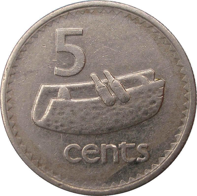 Fiji | 5 Cents Coin | Elizabeth II | Drum | KM51 | 1986 - 1987