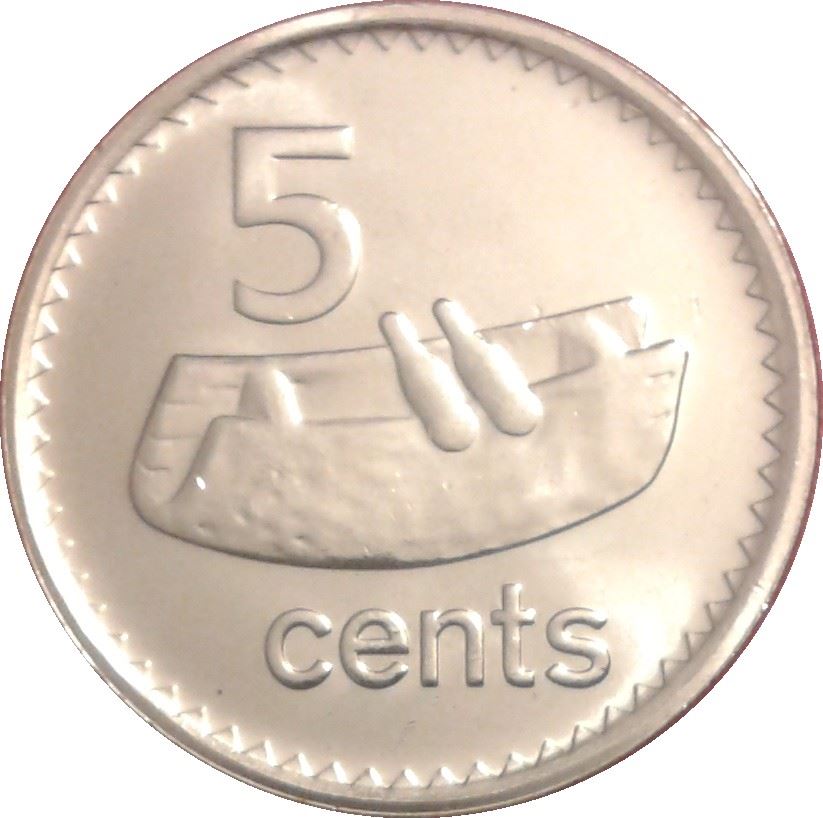 Fiji | 5 Cents Coin | Elizabeth II | Lali | Drum | KM119 | 2009 - 2010