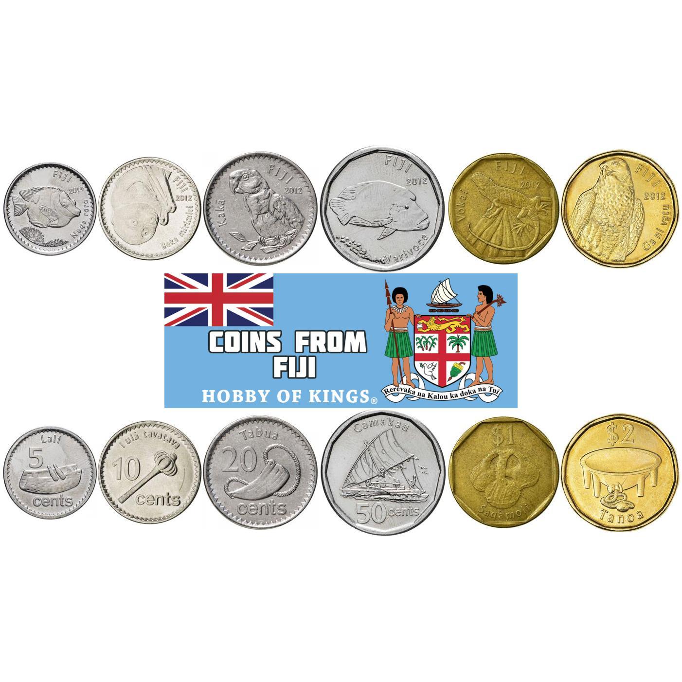 Fiji | 6 Coin Set | 5 10 20 50 Cents 1 Dollar 2 Dollars | 2012 - 2022