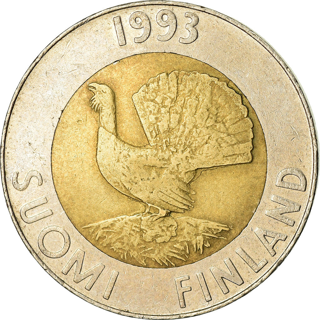 Finland Coin Finnish 10 Markkaa | Capercaillie Bird | Rowna Branch | KM77 | 1993 - 2001