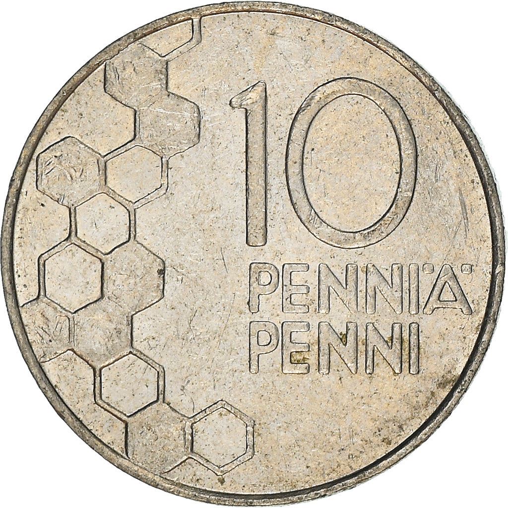 Finland Coin Finnish 10 Pennia | Lily of The Valley | Honeycombs | KM65 | 1990 - 2001