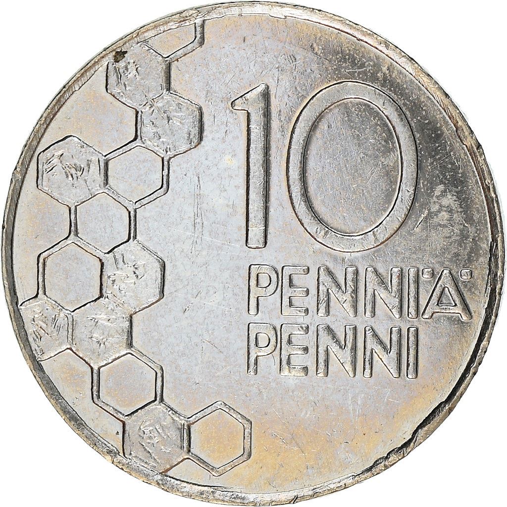 Finland Coin Finnish 10 Pennia | Lily of The Valley | Honeycombs | KM65 | 1990 - 2001