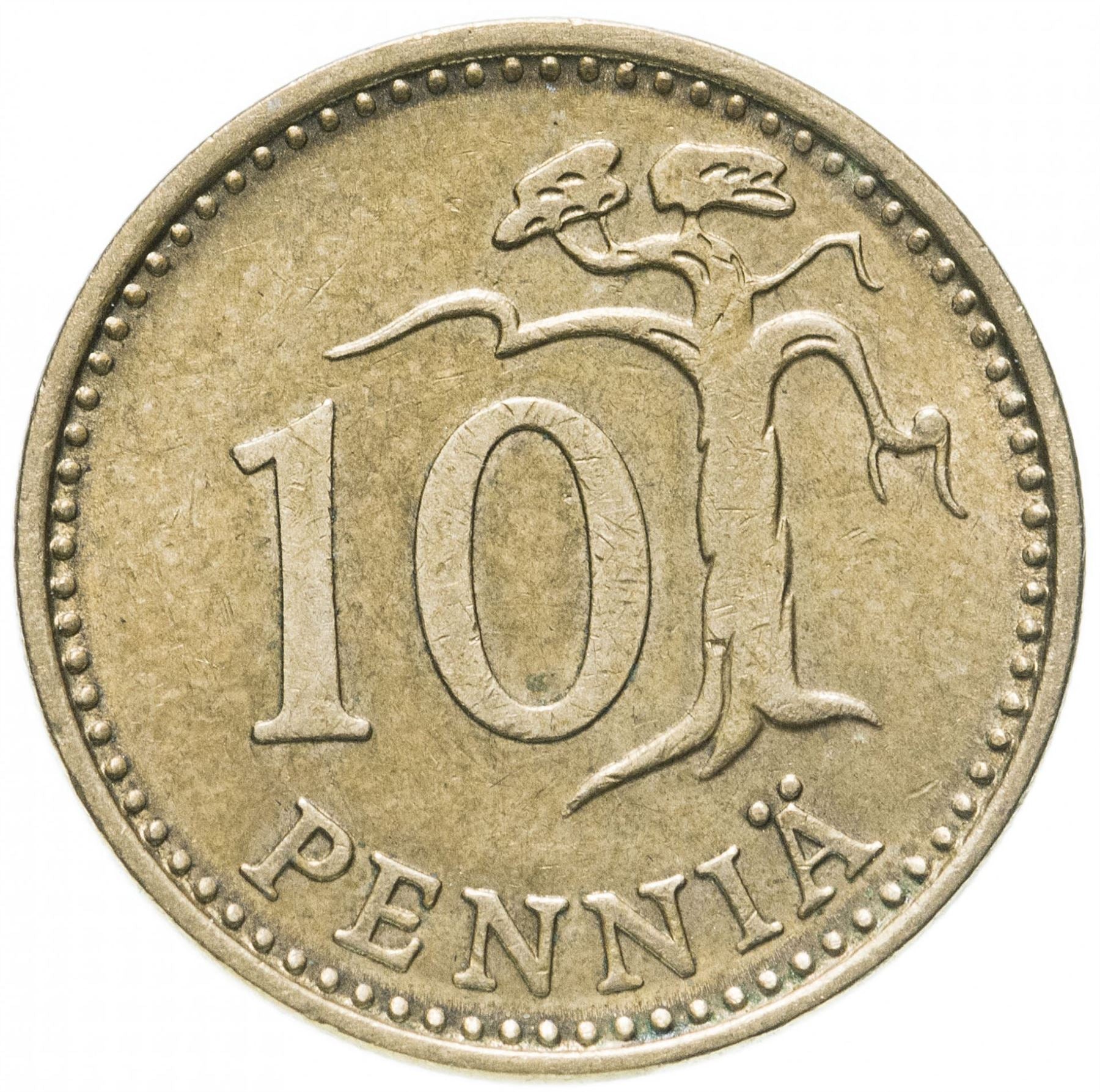 Finland Coin Finnish 10 Pennia | Tree | KM46 | 1963 - 1982