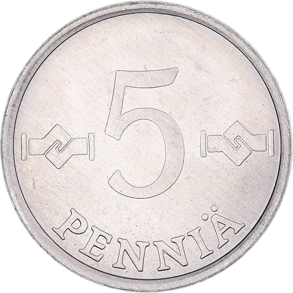 Finland Coin Finnish 5 Pennia | Saint Hannes Cross | KM45a | 1977 - 1990