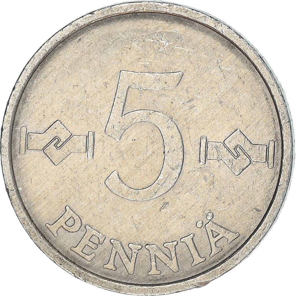 Finland Coin Finnish 5 Pennia | Saint Hannes Cross | KM45a | 1977 - 1990