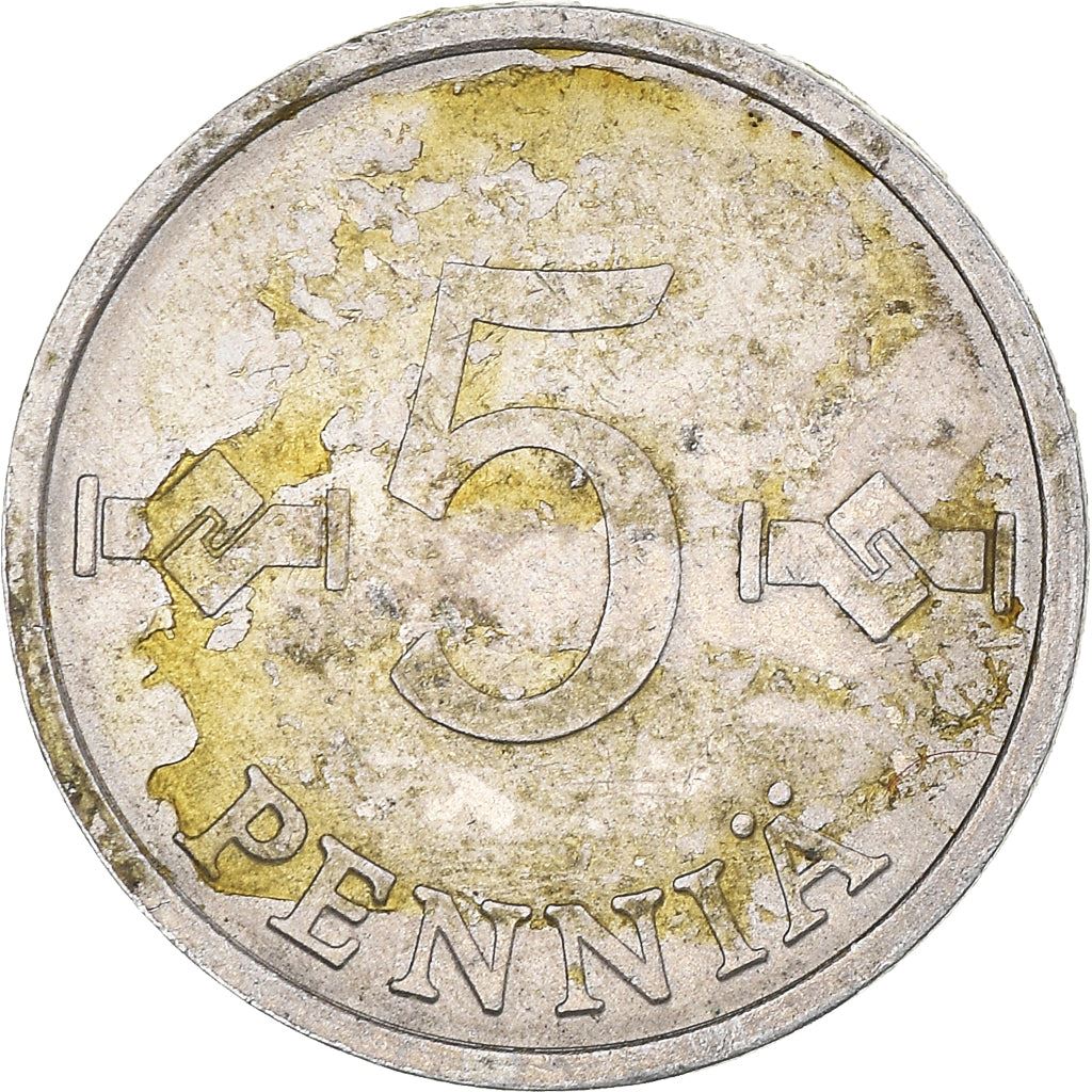 Finland Coin Finnish 5 Pennia | Saint Hannes Cross | KM45a | 1977 - 1990