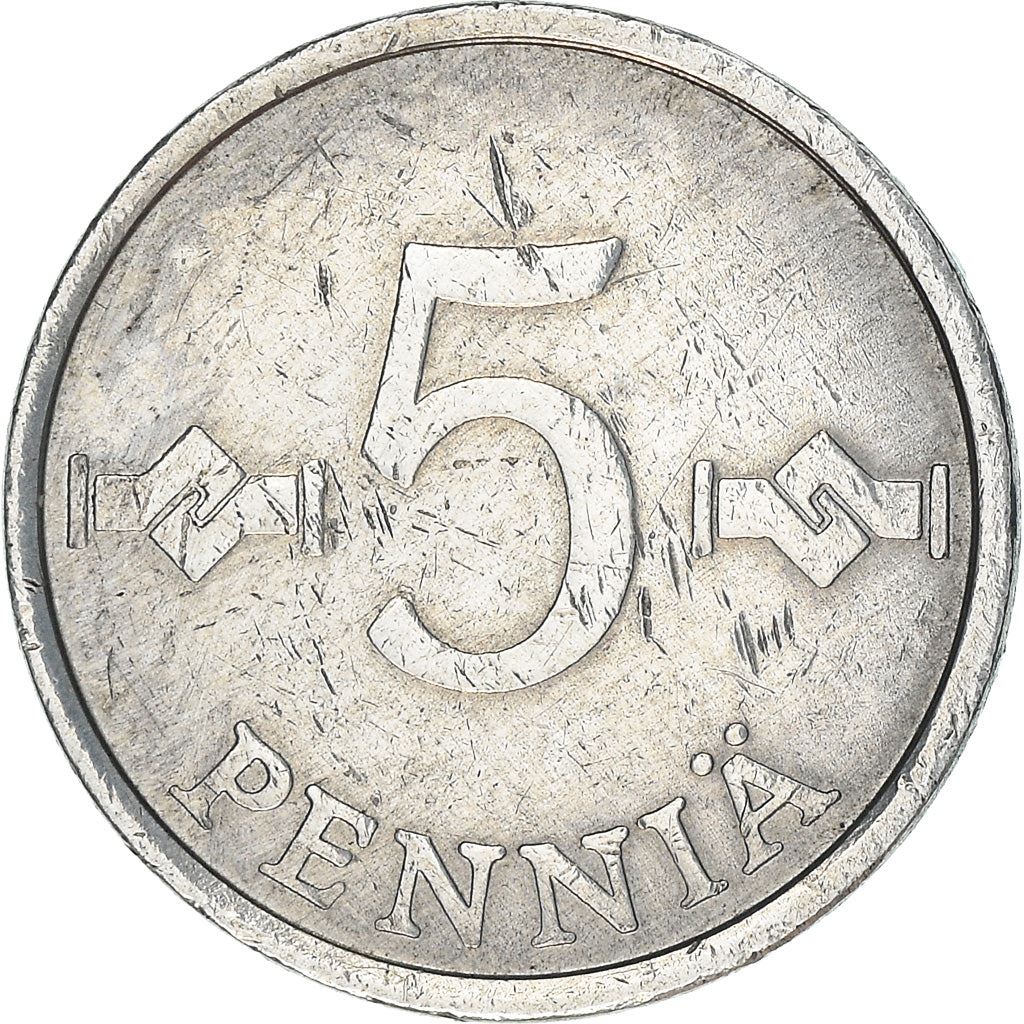 Finland Coin Finnish 5 Pennia | Saint Hannes Cross | KM45a | 1977 - 1990