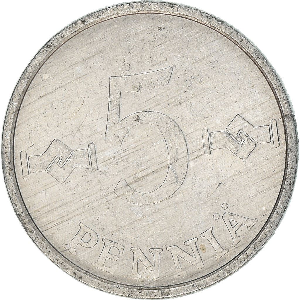 Finland Coin Finnish 5 Pennia | Saint Hannes Cross | KM45a | 1977 - 1990