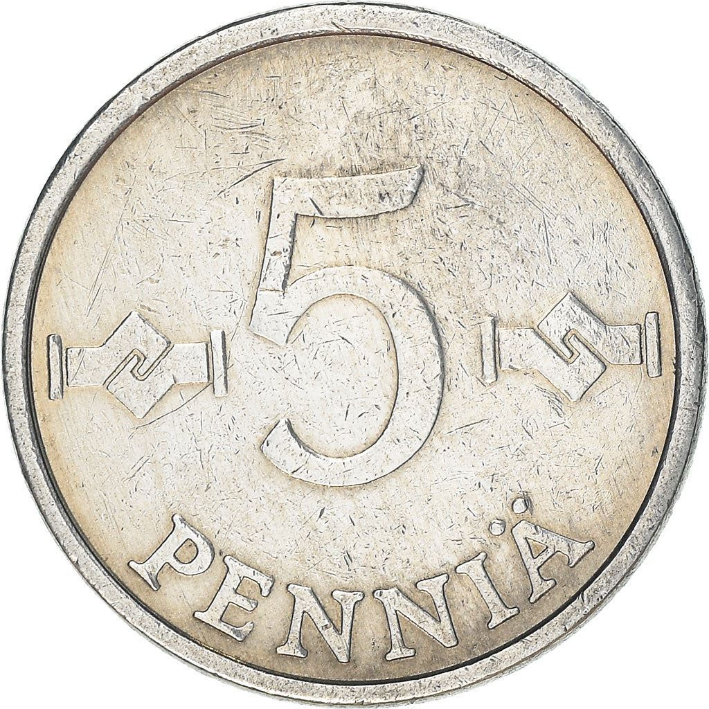 Finland Coin Finnish 5 Pennia | Saint Hannes Cross | KM45a | 1977 - 1990