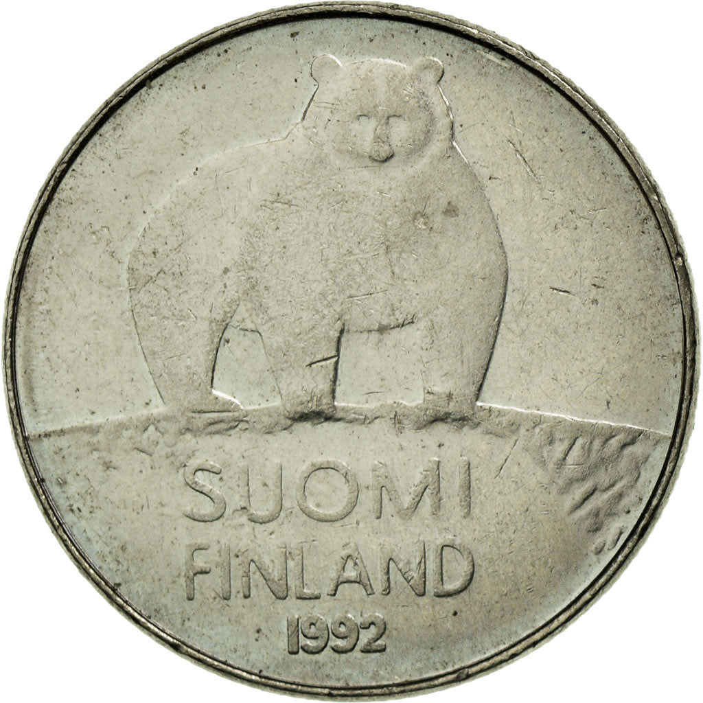 Finland Coin Finnish 50 Pennia | Brown Bear | Polytrichum commune | KM66 | 1990 - 2001