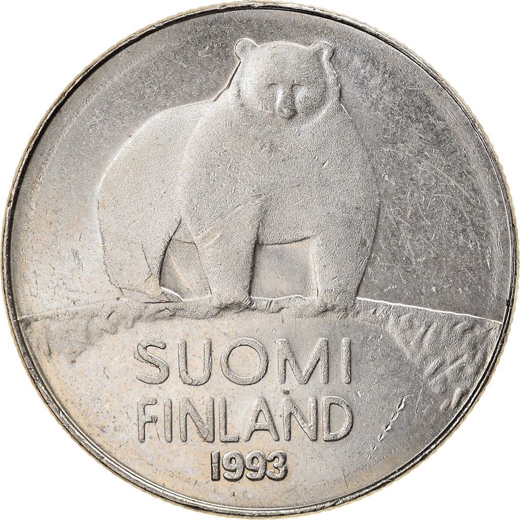 Finland Coin Finnish 50 Pennia | Brown Bear | Polytrichum commune | KM66 | 1990 - 2001