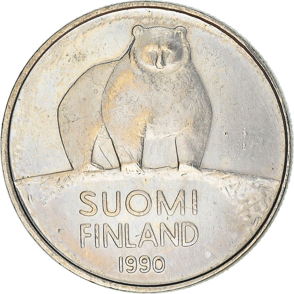 Finland Coin Finnish 50 Pennia | Brown Bear | Polytrichum commune | KM66 | 1990 - 2001