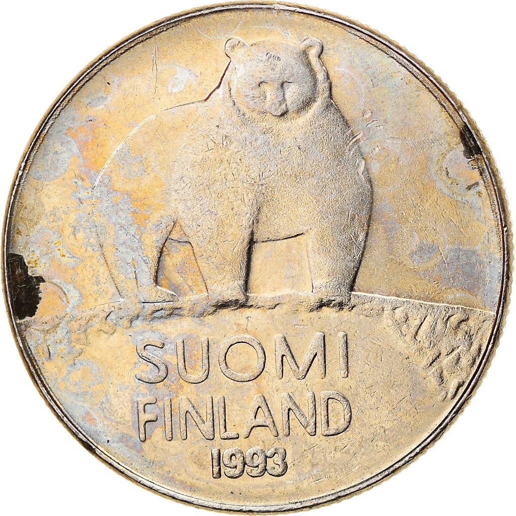 Finland Coin Finnish 50 Pennia | Brown Bear | Polytrichum commune | KM66 | 1990 - 2001