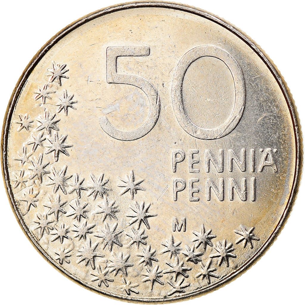 Finland Coin Finnish 50 Pennia | Brown Bear | Polytrichum commune | KM66 | 1990 - 2001