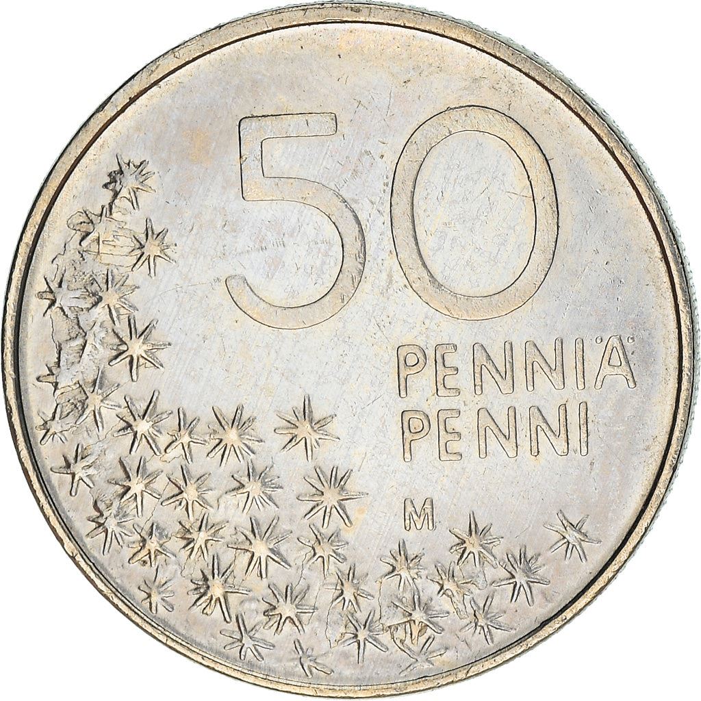 Finland Coin Finnish 50 Pennia | Brown Bear | Polytrichum commune | KM66 | 1990 - 2001