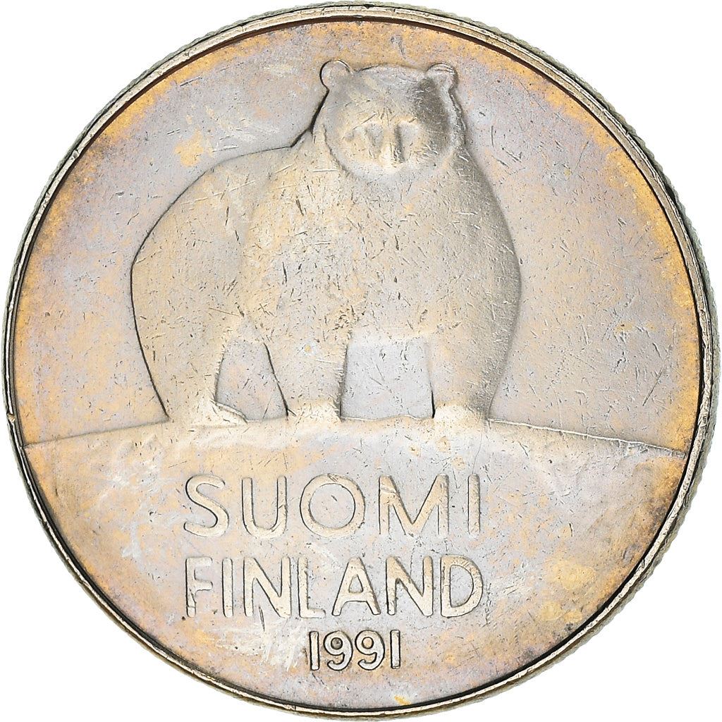 Finland Coin Finnish 50 Pennia | Brown Bear | Polytrichum commune | KM66 | 1990 - 2001