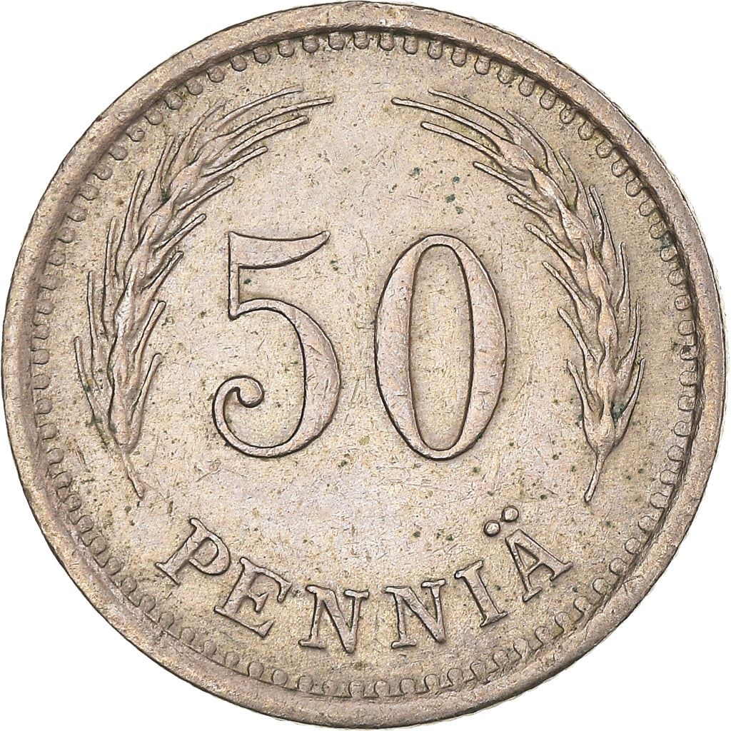 Finland Coin Finnish 50 Pennia | Grain Sprig | KM26 | 1921 - 1940