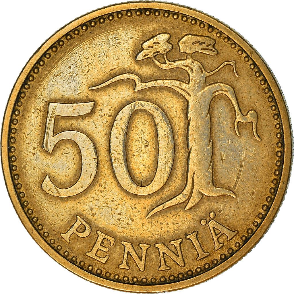 Finland Coin Finnish 50 Pennia | Tree | KM48 | 1963 - 1990