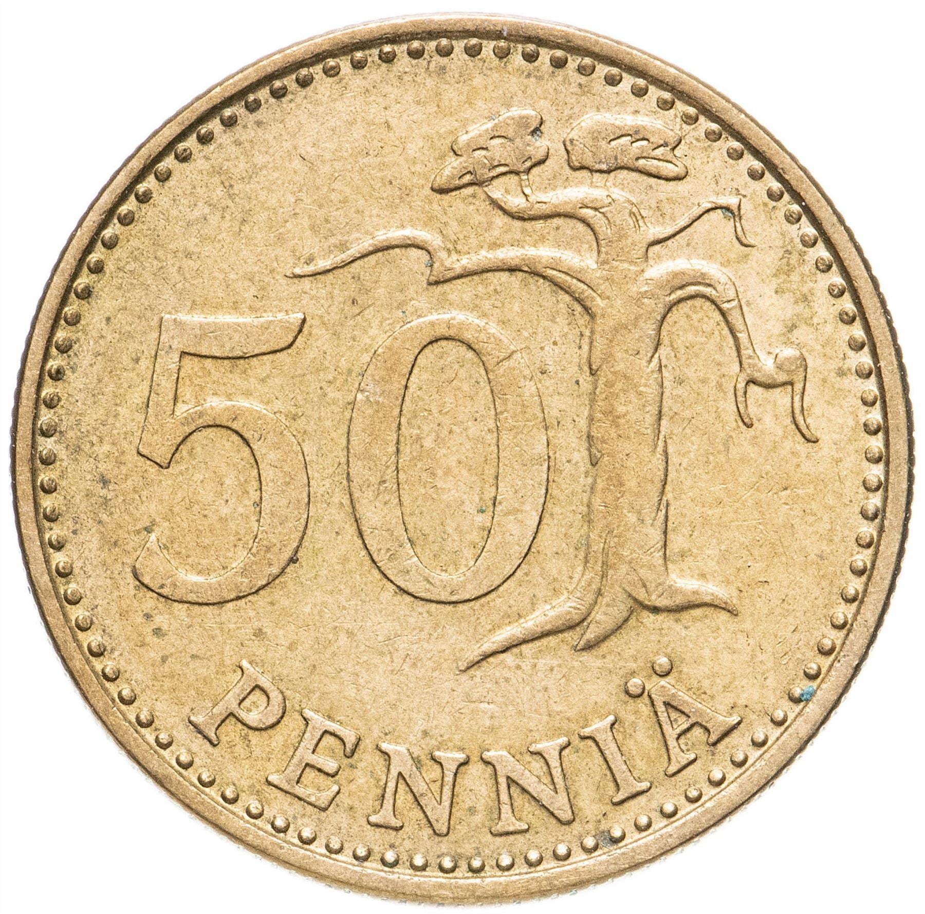 Finland Coin Finnish 50 Pennia | Tree | KM48 | 1963 - 1990