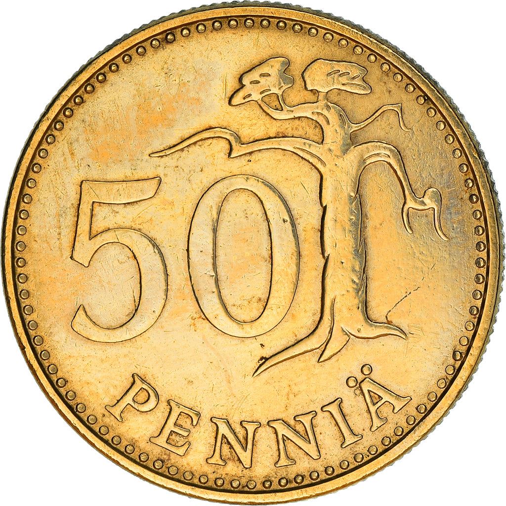 Finland Coin Finnish 50 Pennia | Tree | KM48 | 1963 - 1990