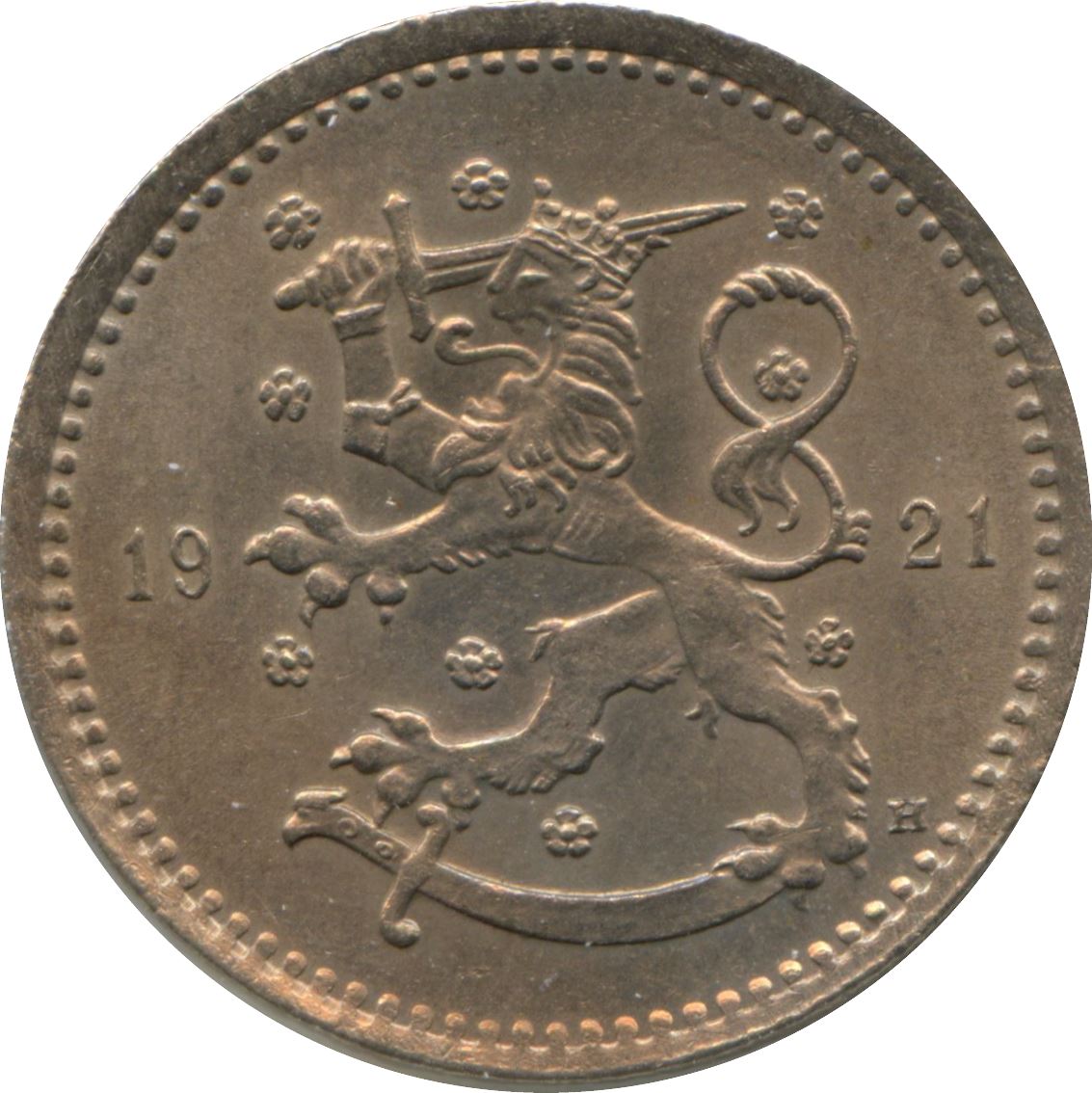 Finland | Finnish 1 Markka Coin | Spruce Branches | Rampant Lion | KM27 | 1921 - 1924