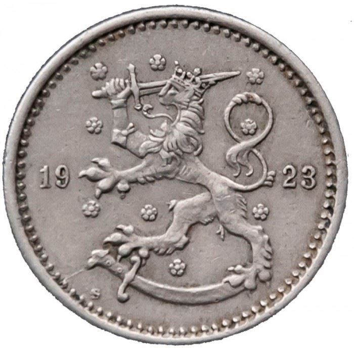 Finland | Finnish 1 Markka Coin | Spruce Branches | Rampant Lion | KM27 | 1921 - 1924