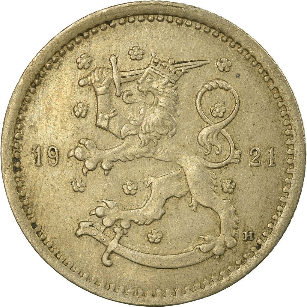 Finland | Finnish 1 Markka Coin | Spruce Branches | Rampant Lion | KM27 | 1921 - 1924