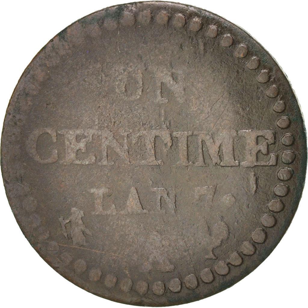 France | 1 Centime Coin | Marianne | Phrygian cap | Km:646 | 1797 - 1799