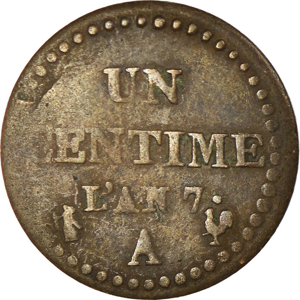 France | 1 Centime Coin | Marianne | Phrygian cap | Km:646 | 1797 - 1799