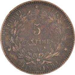 France | 5 Centimes Coin | Ceres | Wreath | Km:821 | 1871 - 1898