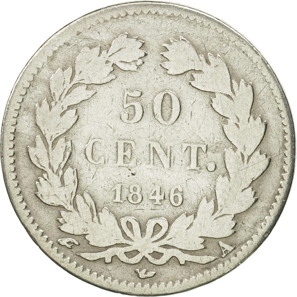 France | 50 Centimes Coin | LOUIS PHILIPPE I | Wreath | Km:768 | 1845 - 1848