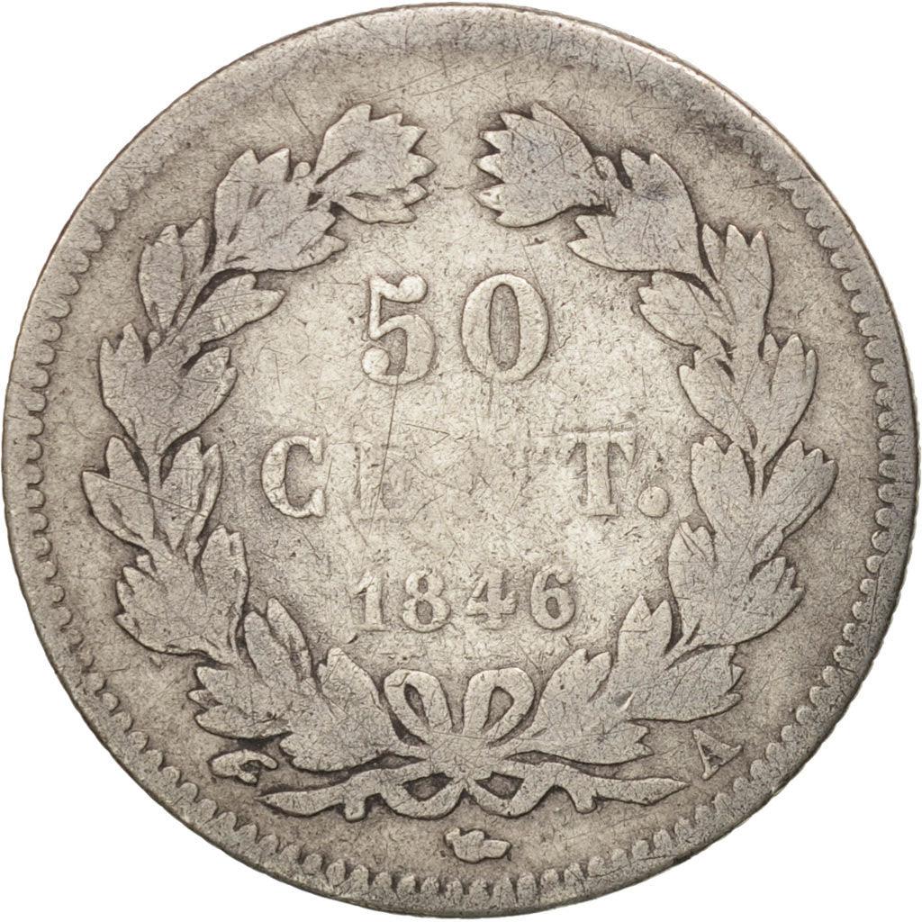 France | 50 Centimes Coin | LOUIS PHILIPPE I | Wreath | Km:768 | 1845 - 1848