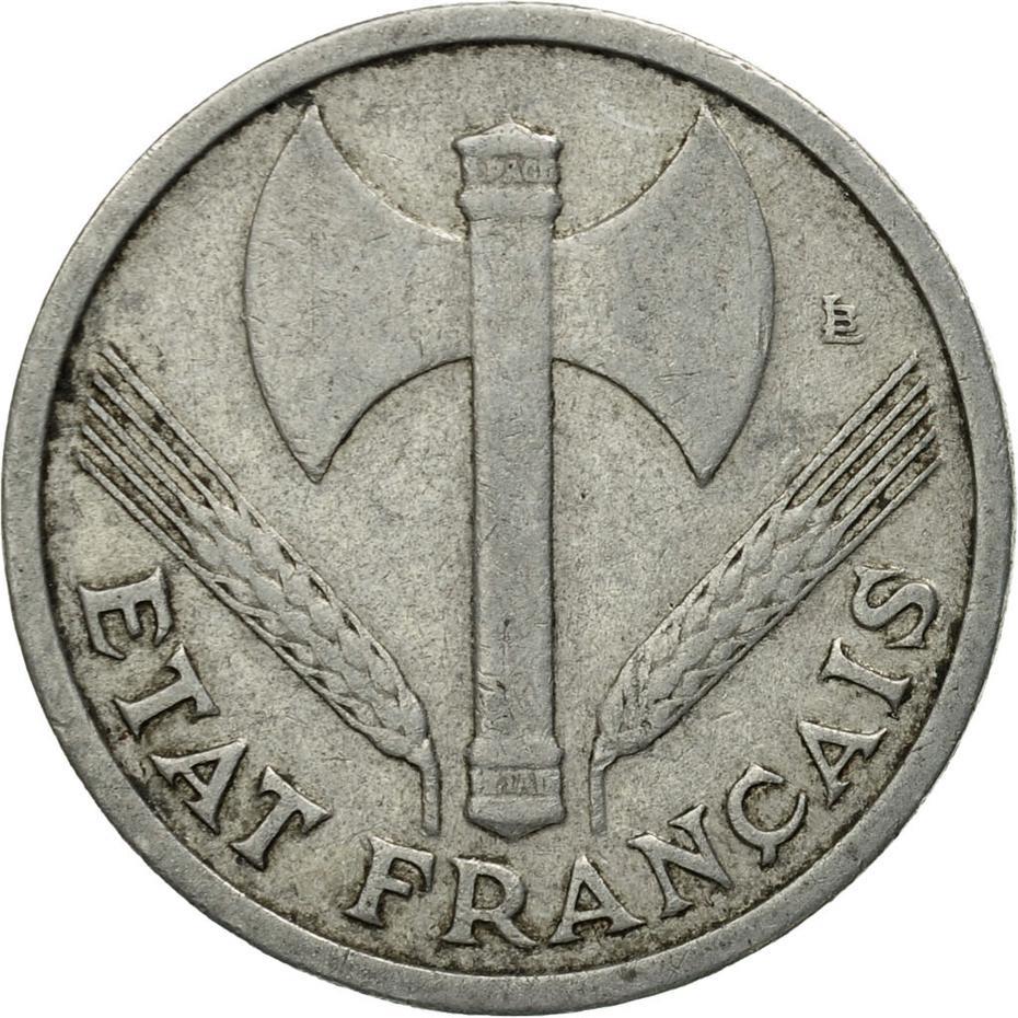 French 1 Franc Coin | Vichy French State | light type | KM902 | France | 1942 - 1944