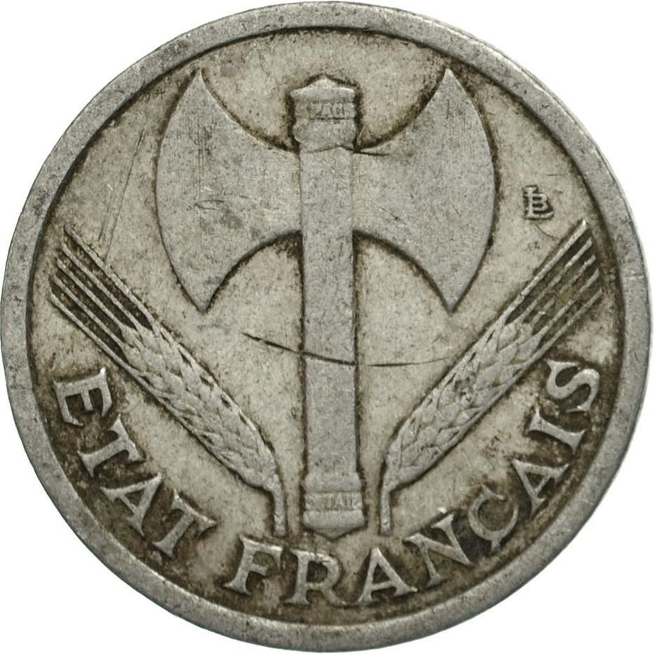 French 1 Franc Coin | Vichy French State | light type | KM902 | France | 1942 - 1944